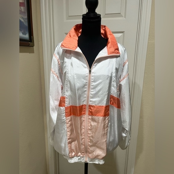 LAVON  90’S VINTAGE MENS, PEACH PRINT TRACK JACKET SIZE L - Picture 9 of 13